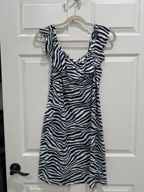 Tommy Bahama Zanzibar Zebra Spa Dress UPF 50 Ruffle Cover Up Size L